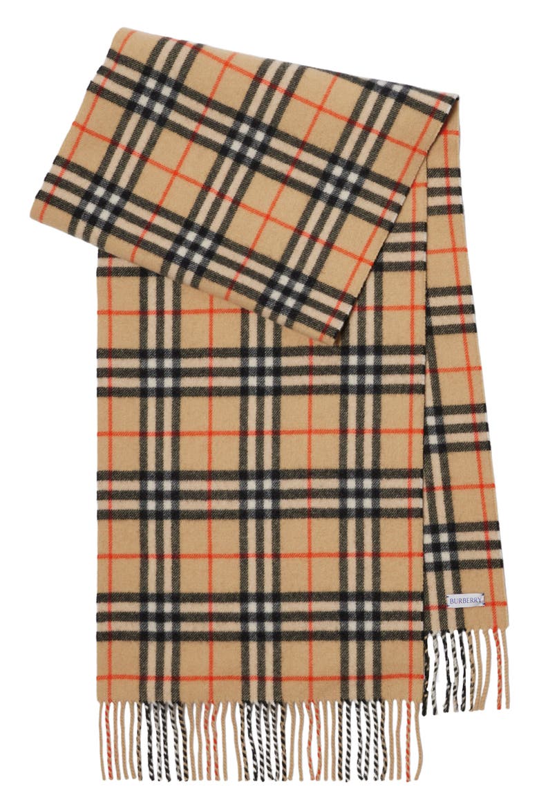Megacheck Cashmere Scarf, Alternate, color, SAND