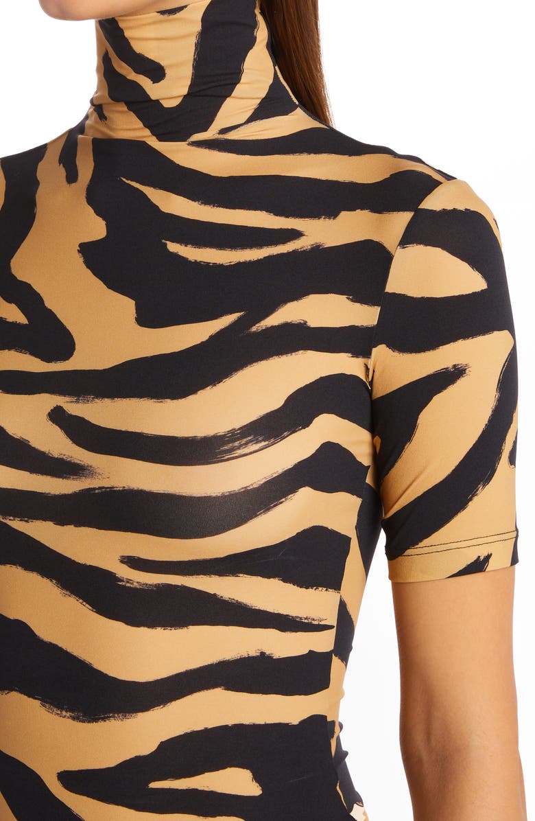 Off-White Brushstroke Zebra Print Turtleneck Top, Alternate, color,