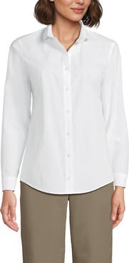 Lands' End Long Sleeve Peter Pan Collar Broadcloth Shirt