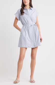 Caslon® Stripe Cotton Mini Shirtdress