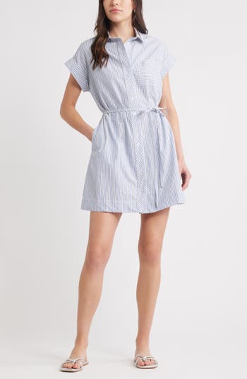 Caslon ® Stripe Cotton Mini Shirtdress In Multi