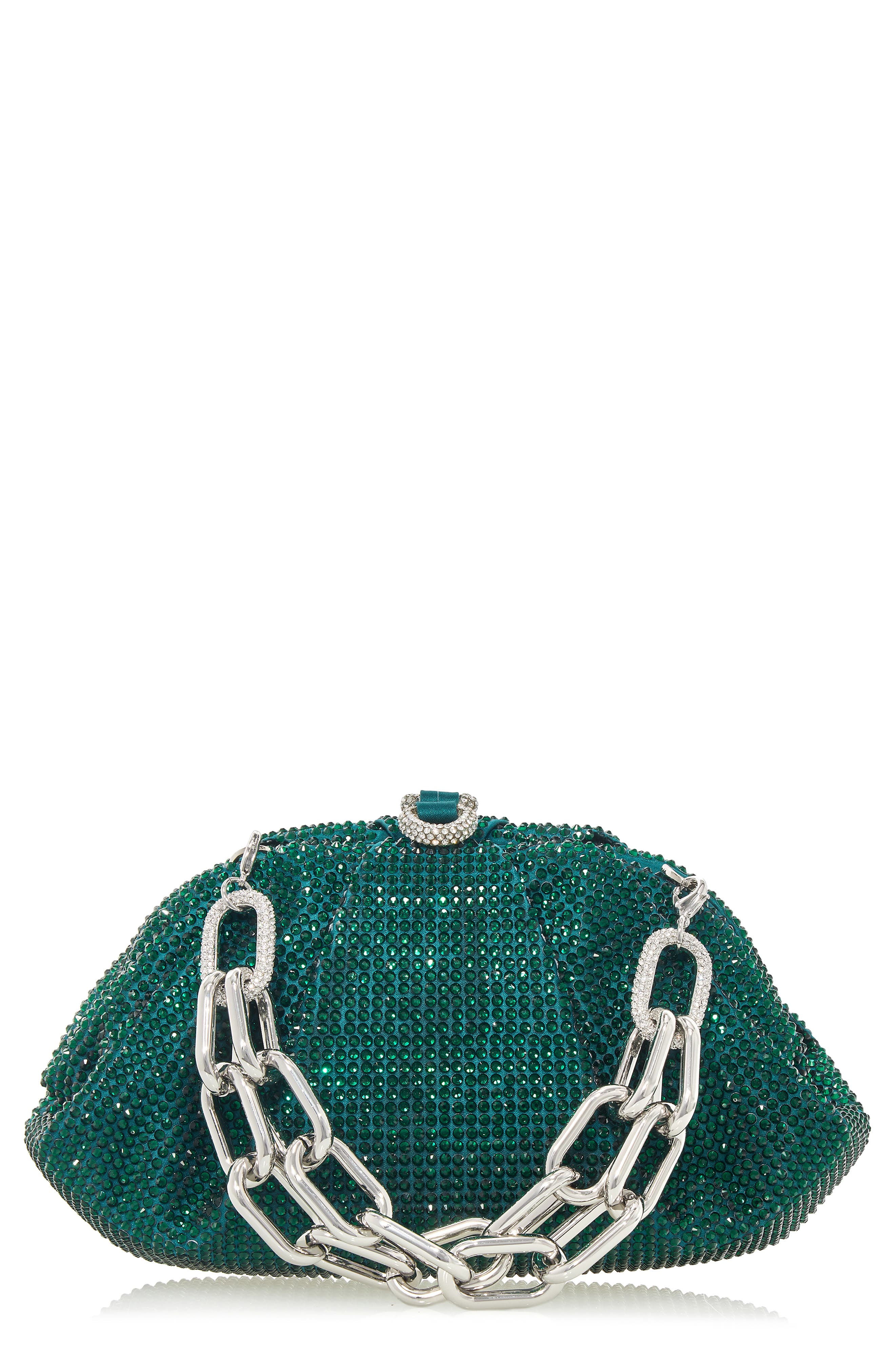 Gemma Crystal Clutch, Main, color, SILVER EMERALD