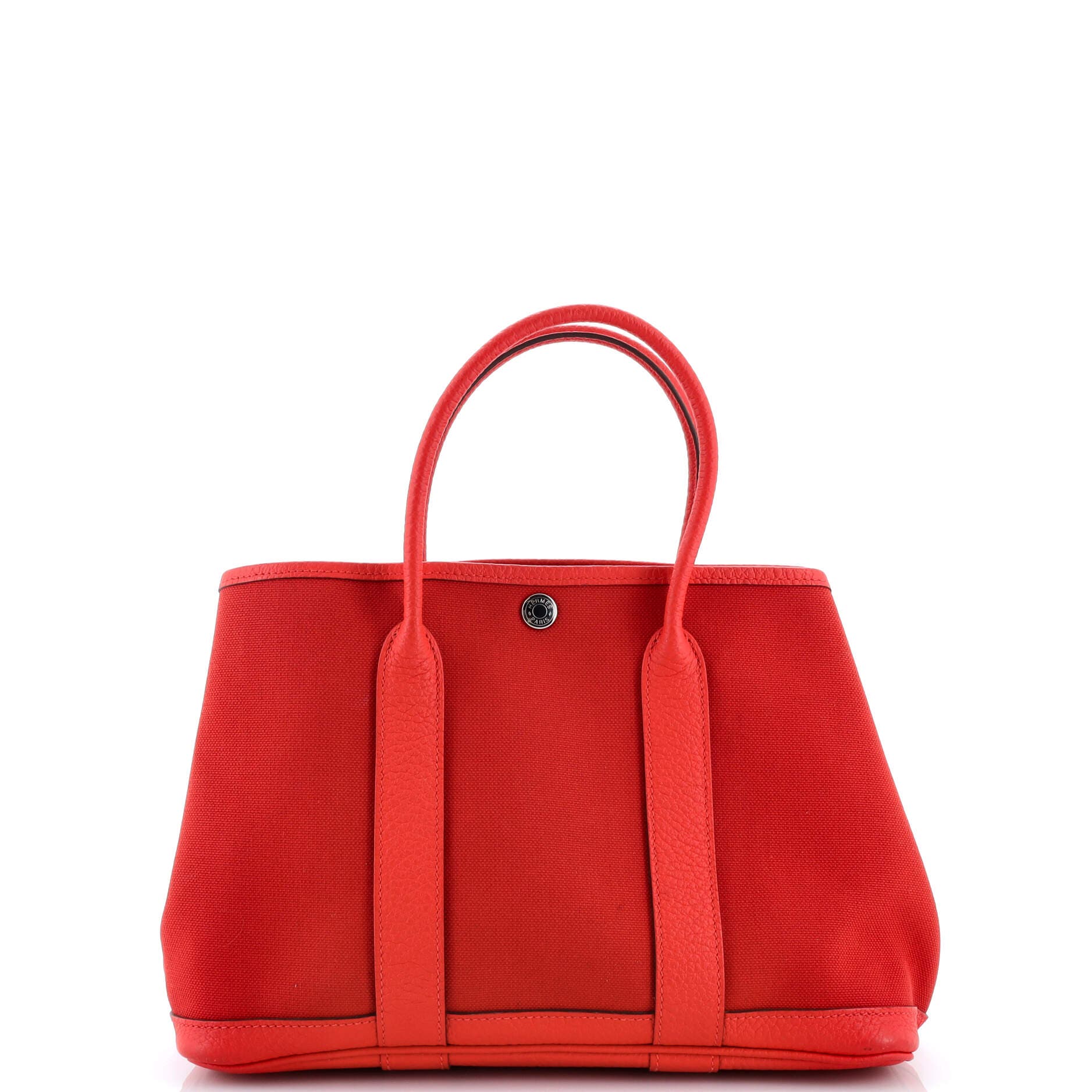 Pre-Owned Hermes Garden Party Tote Toile and Leather 30, Main, color, Rouge Tomate