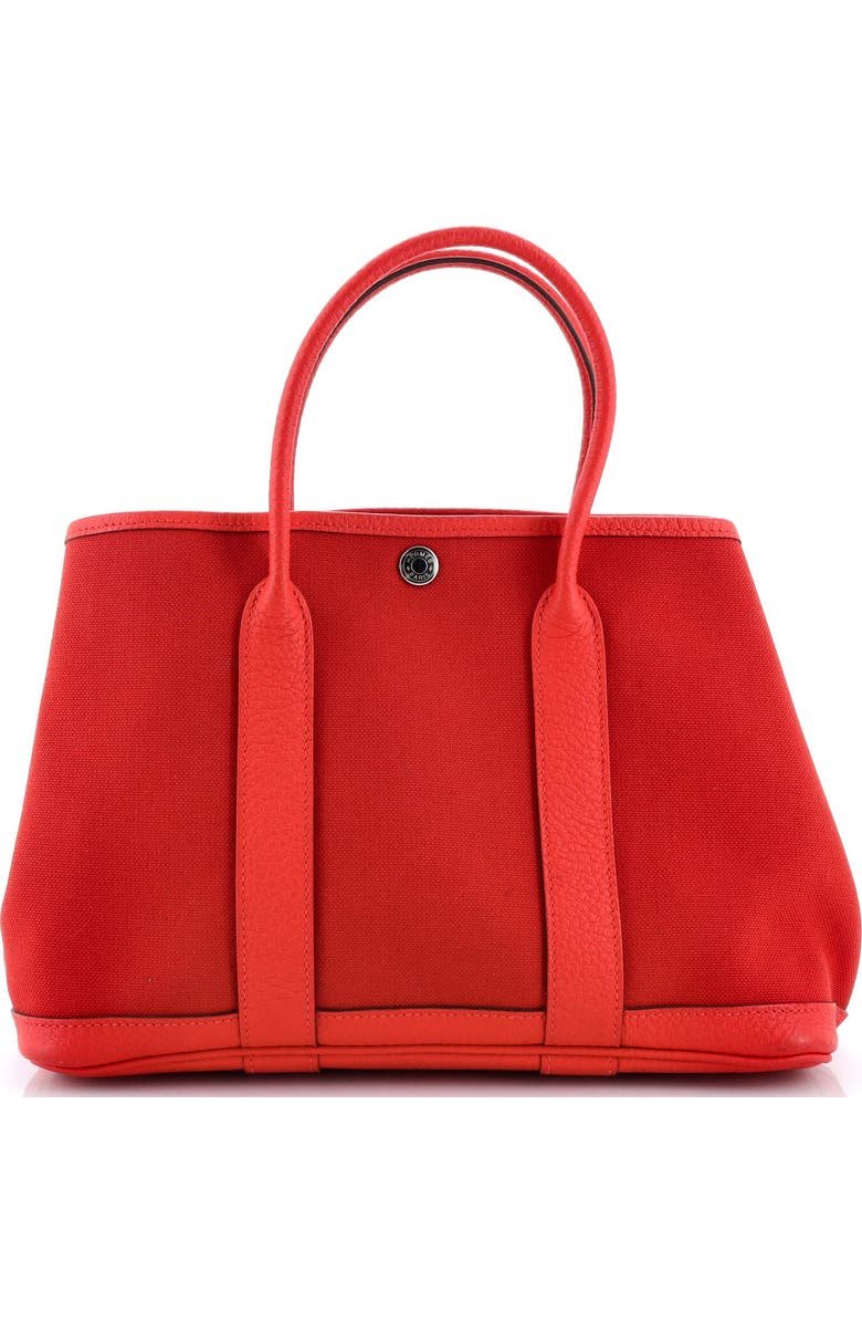 Pre-Owned Hermes Garden Party Tote Toile and Leather 30, Main, color, Rouge Tomate
