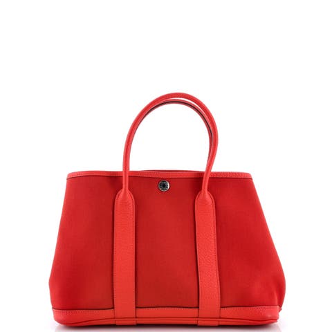 Garden Party Tote Toile and Leather 30