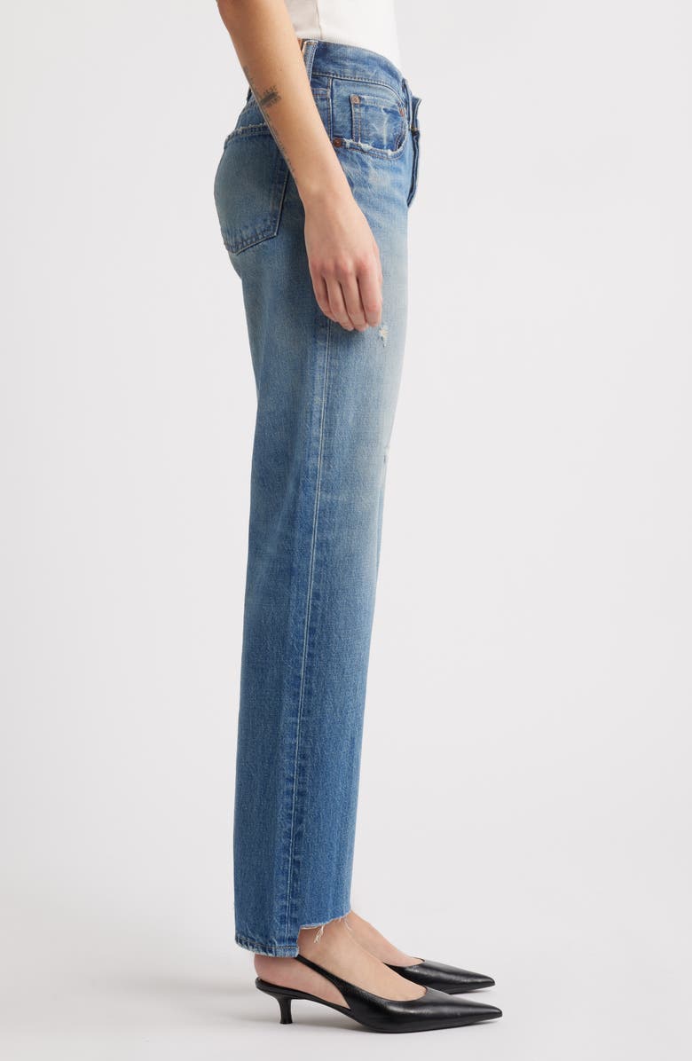MOUSSY VINTAGE Bethpage Step Raw Hem Straight Leg Jeans, Alternate, color, Blue