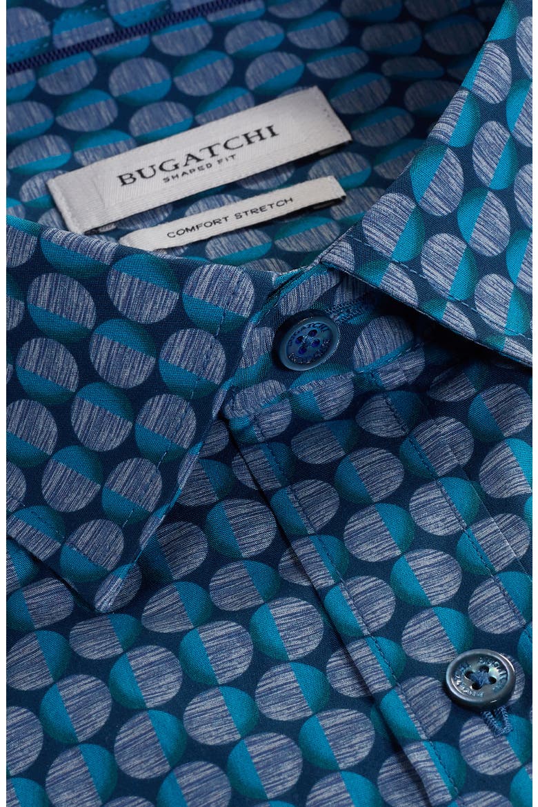 Julian Shaped Fit Geo Print Button-Up Shirt, Alternate, color, TEAL