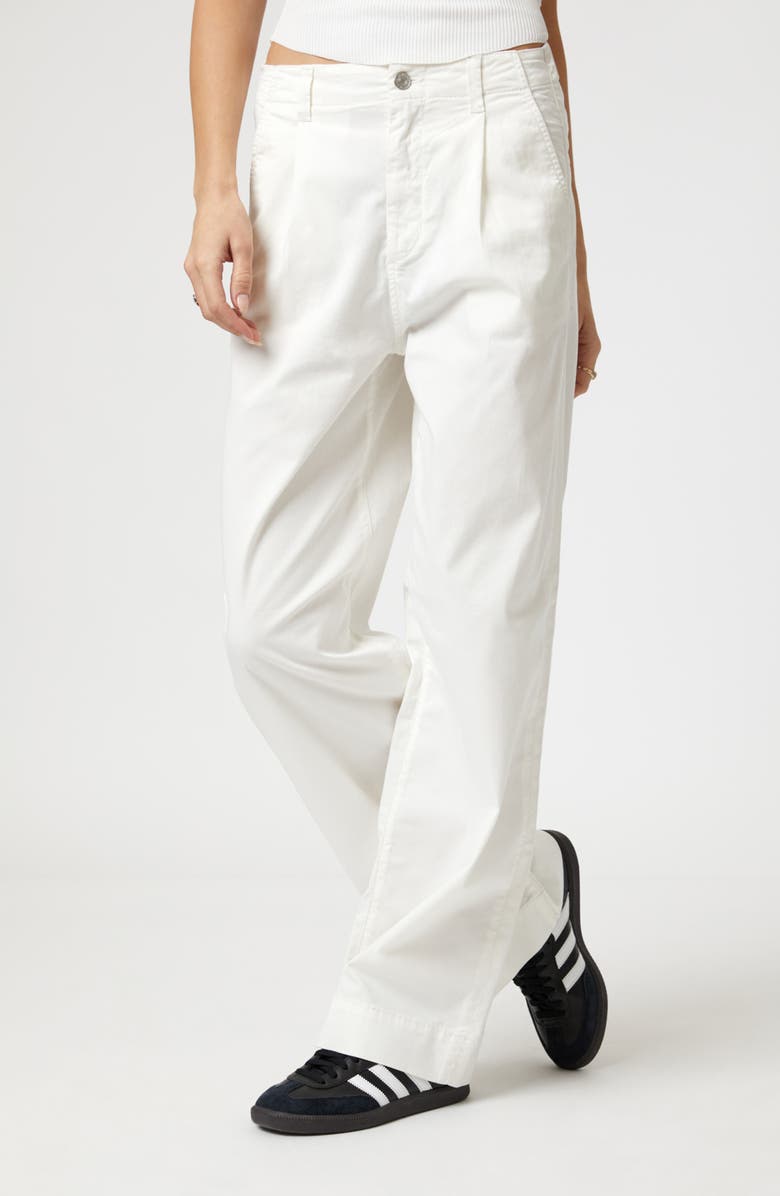 Mavi Jeans Pera Pleated High Waist Wide Leg Pants, Alternate, color, Off-White Light Twill