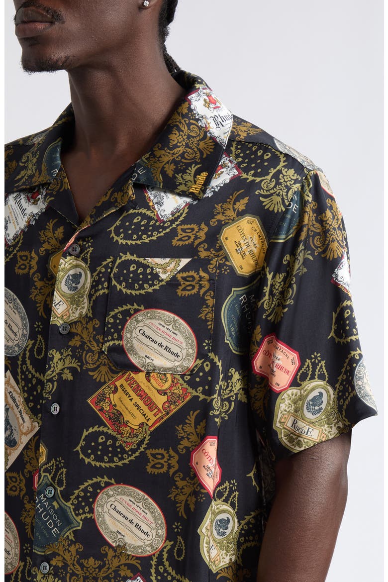 Vin Bandana Print Camp Shirt, Alternate, color, BLACK MULTI