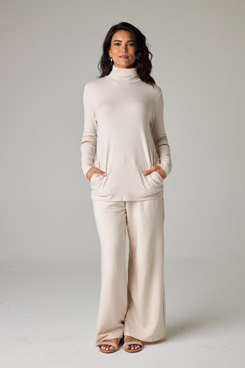 Acadia Eco-Luxe Rib Split-Sleeve Long Sleeve Top - Ultra-Luxe Flow