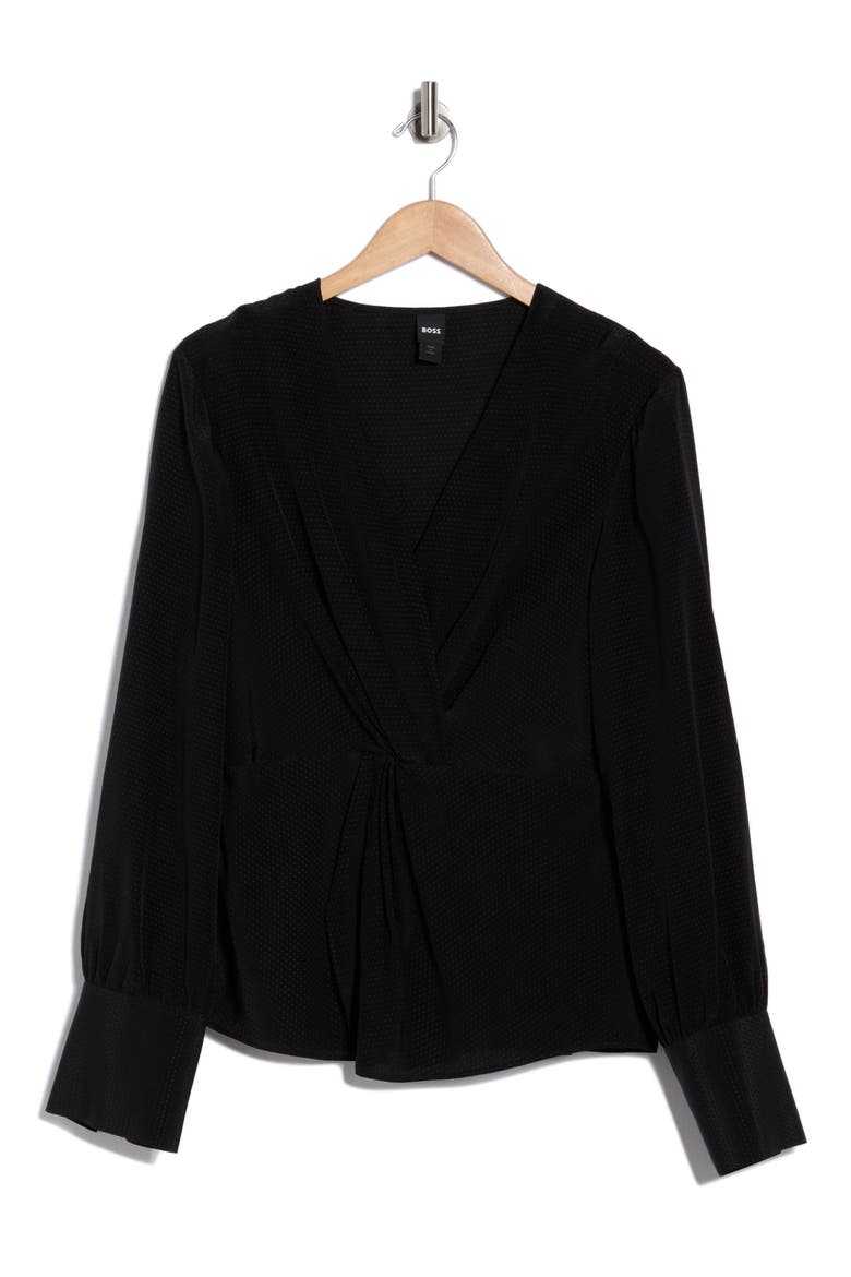 Bawari Twist Front Cotton Shirt, Alternate, color, BLACK