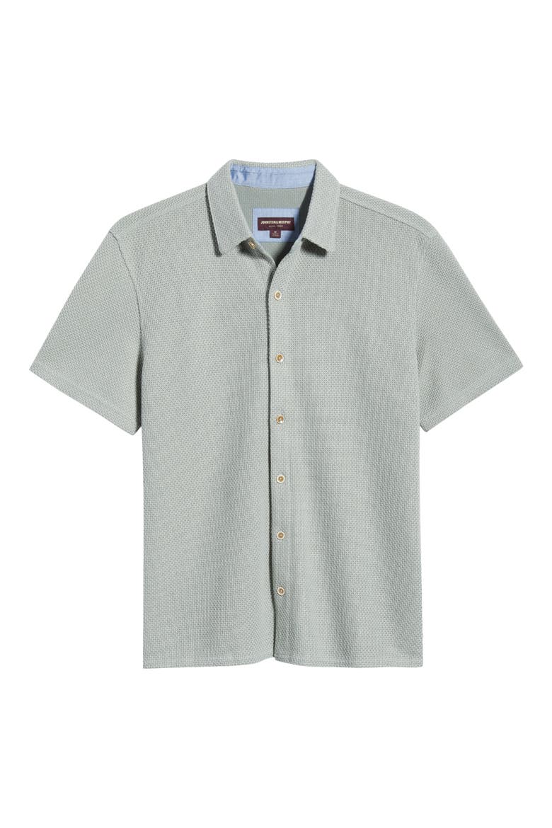 Linden Textured Short Sleeve Button-Up Shirt, Alternate, color, SAGE