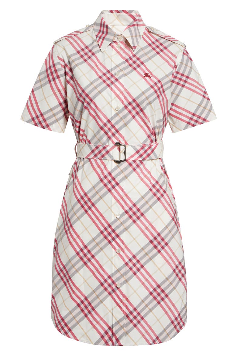 Georgina Check Belted Shirtdress, Alternate, color, CREAM