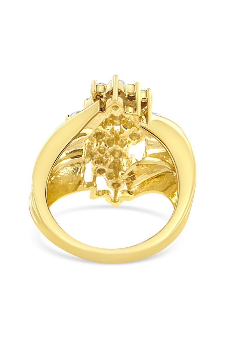 10K Gold Over Silver 1 1/2 Cttw Diamond Cluster Cocktail Ring, Alternate, color, Yellow Gold over Silver