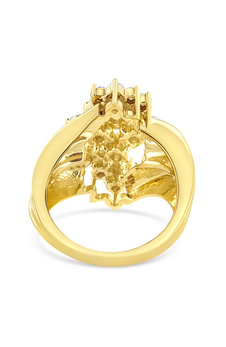 Haus of Brilliance 10K Gold 1 1/2 Cttw Diamond Cluster Tapered Shank Cocktail Ring, Alternate, color, Yellow Gold