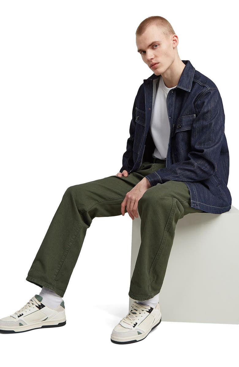 G-STAR Pleated Relaxed Straight Leg Chinos, Alternate, color, Asfalt Gd