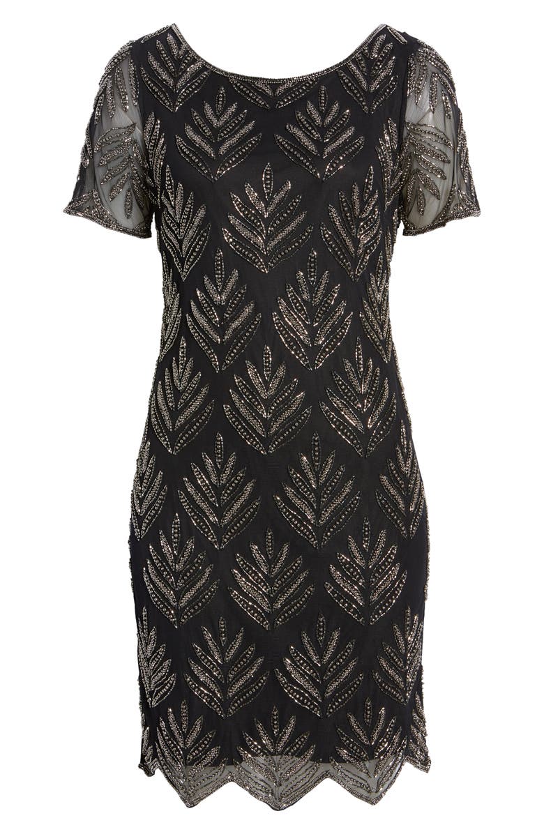 Pisarro Nights Beaded Leaf Sheath Dress, Alternate, color,