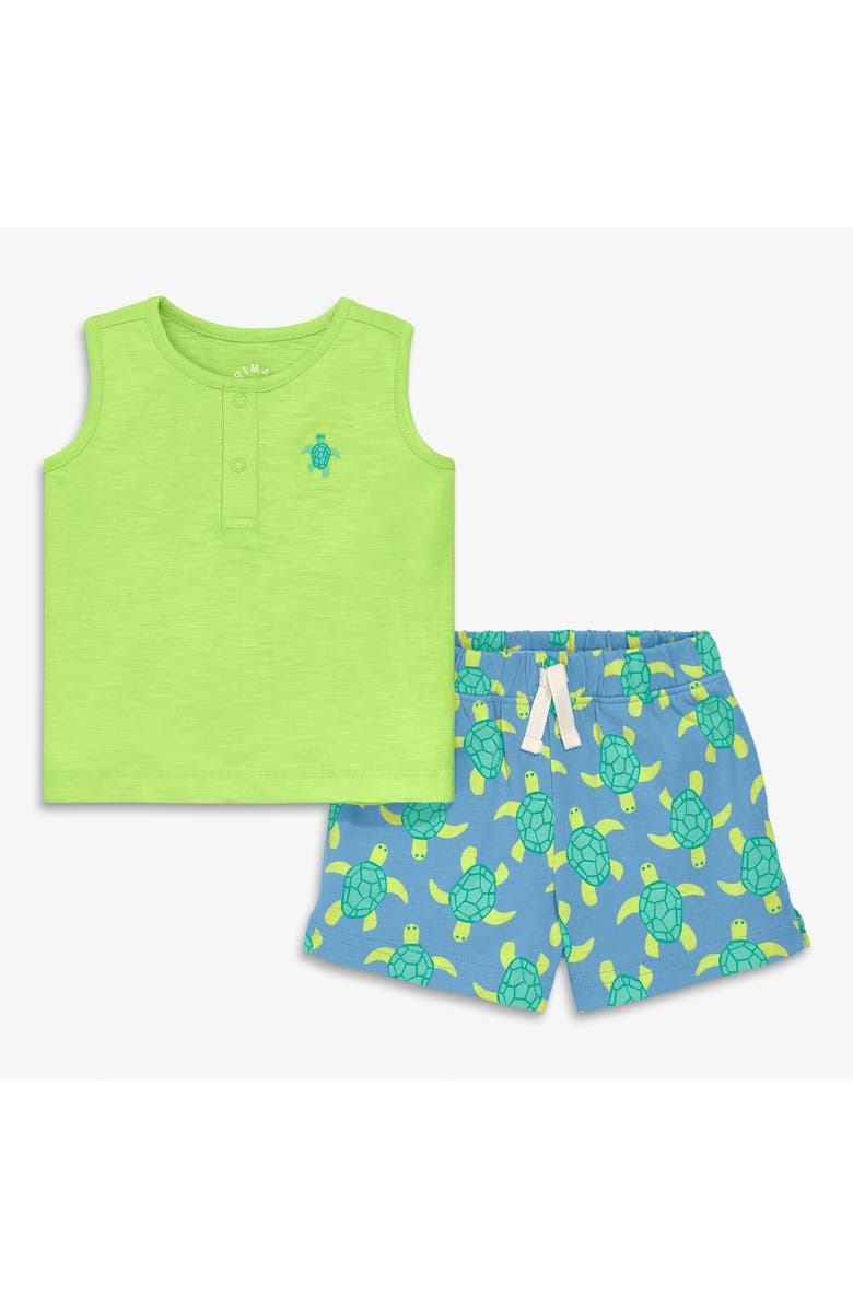Primary Baby Henley Tank Set, Main, color, Lime Sea Turtles