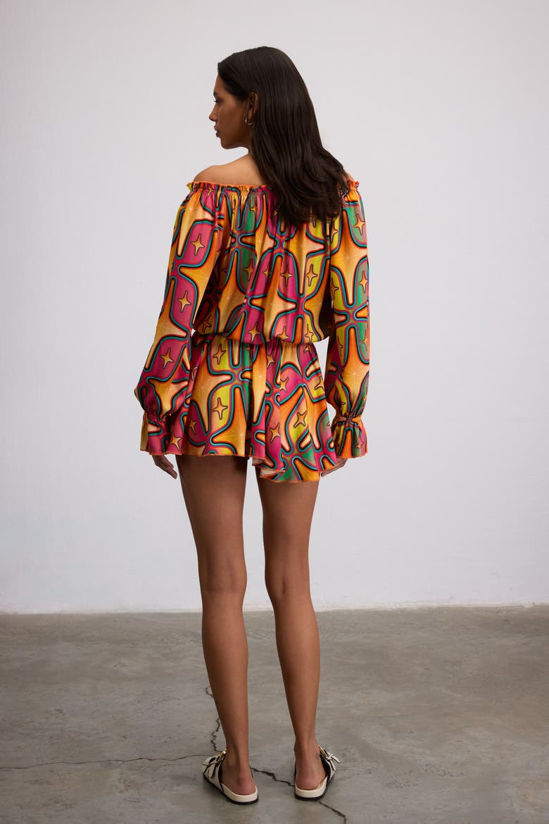 Sirius Starry Print Off-Shoulder Mini Dress, Alternate, color, Multicolor