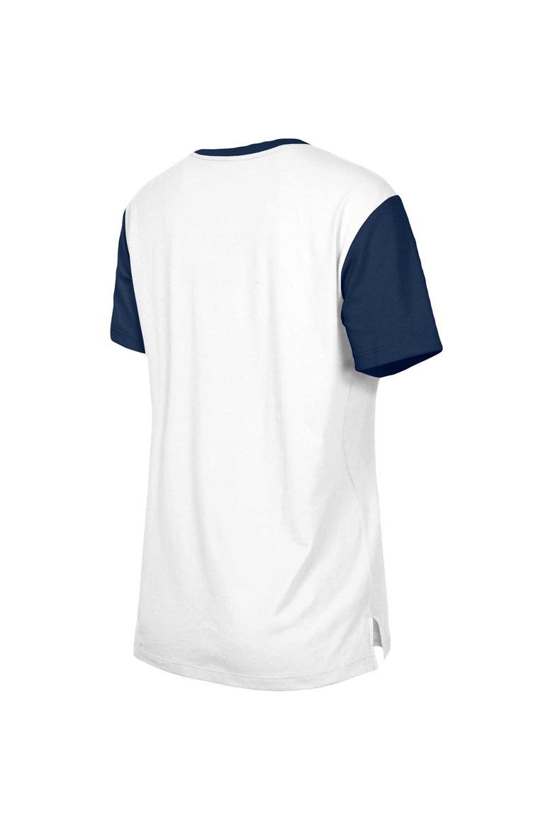Women's New Era  White/Navy Tennessee Titans Third Down Colorblock T-Shirt, Alternate, color, White