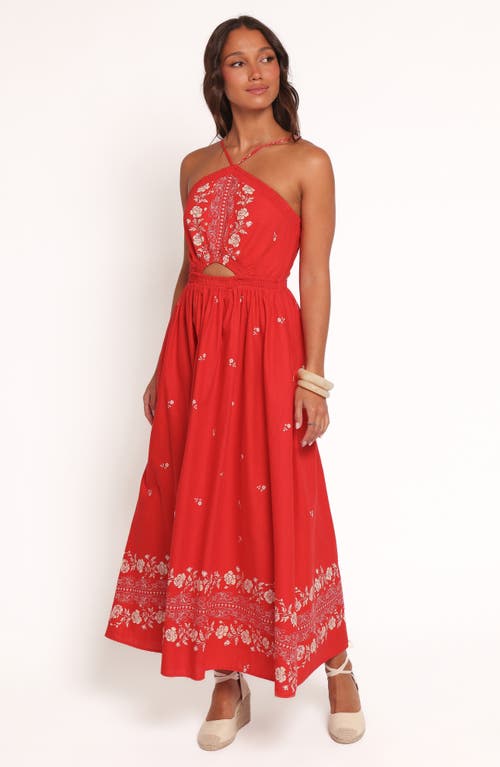 Petal And Pup Petal & Pup Madi Floral Cutout Sleeveless Maxi Dress In Red
