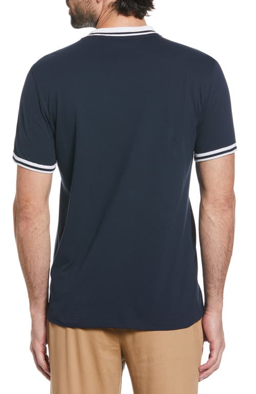 Original Penguin Slim Fit Piqué Knit Ringer T-shirt In Dark Sapphire