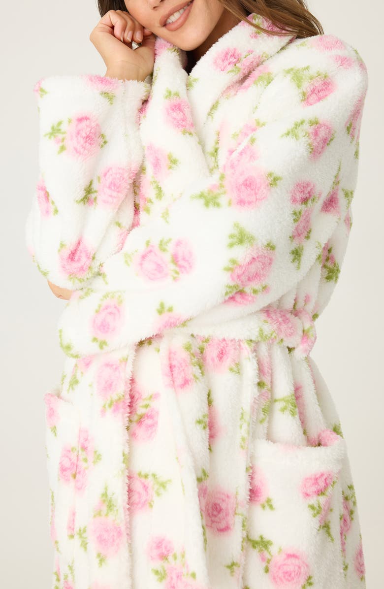 PJ Salvage Let's Get Cozy Plush Robe, Alternate, color, Ivory