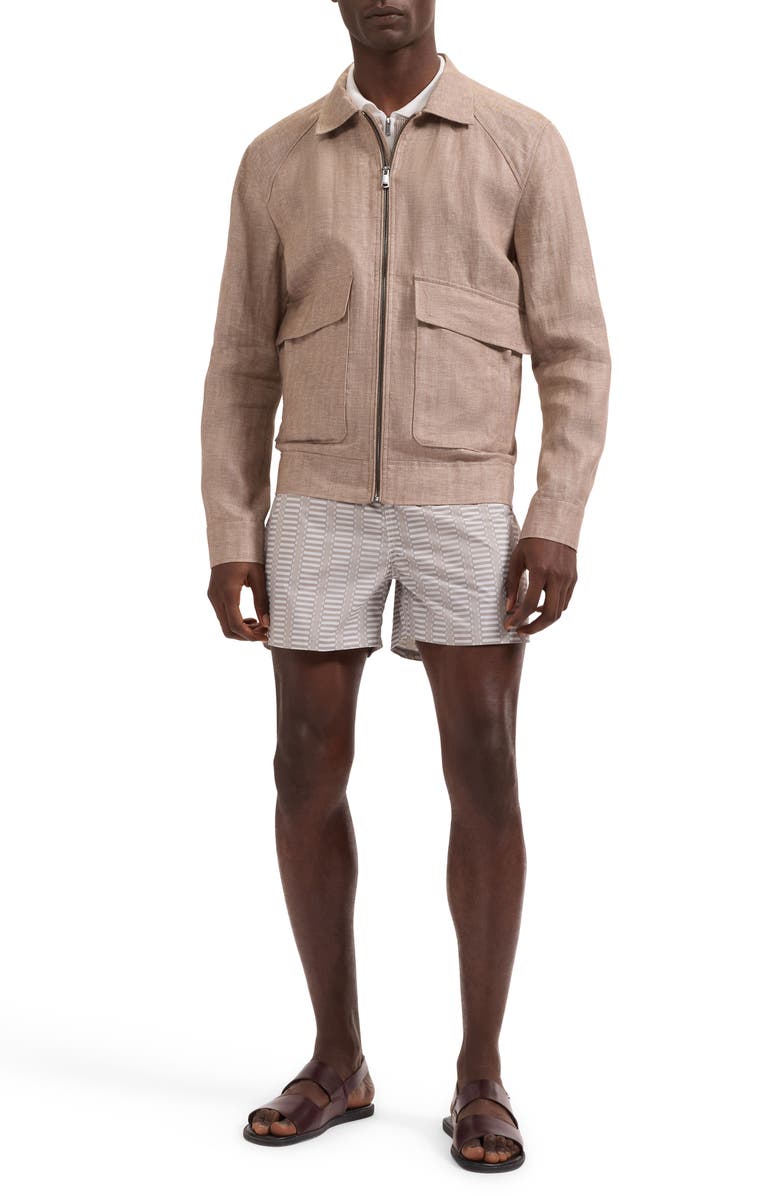 Bugatchi Linen Bomber Jacket, Alternate, color, Tobacco