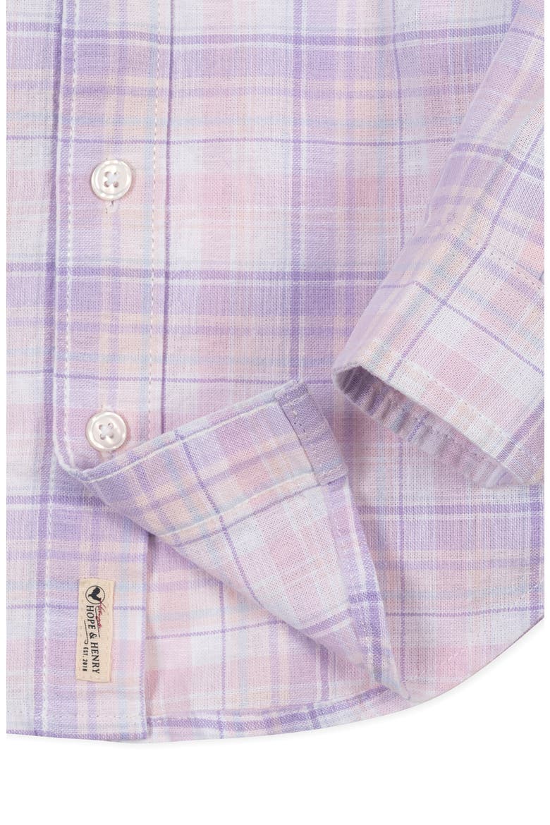 Kids' Linen Long Sleeve Button Down Shirt, Alternate, color, Monet Plaid