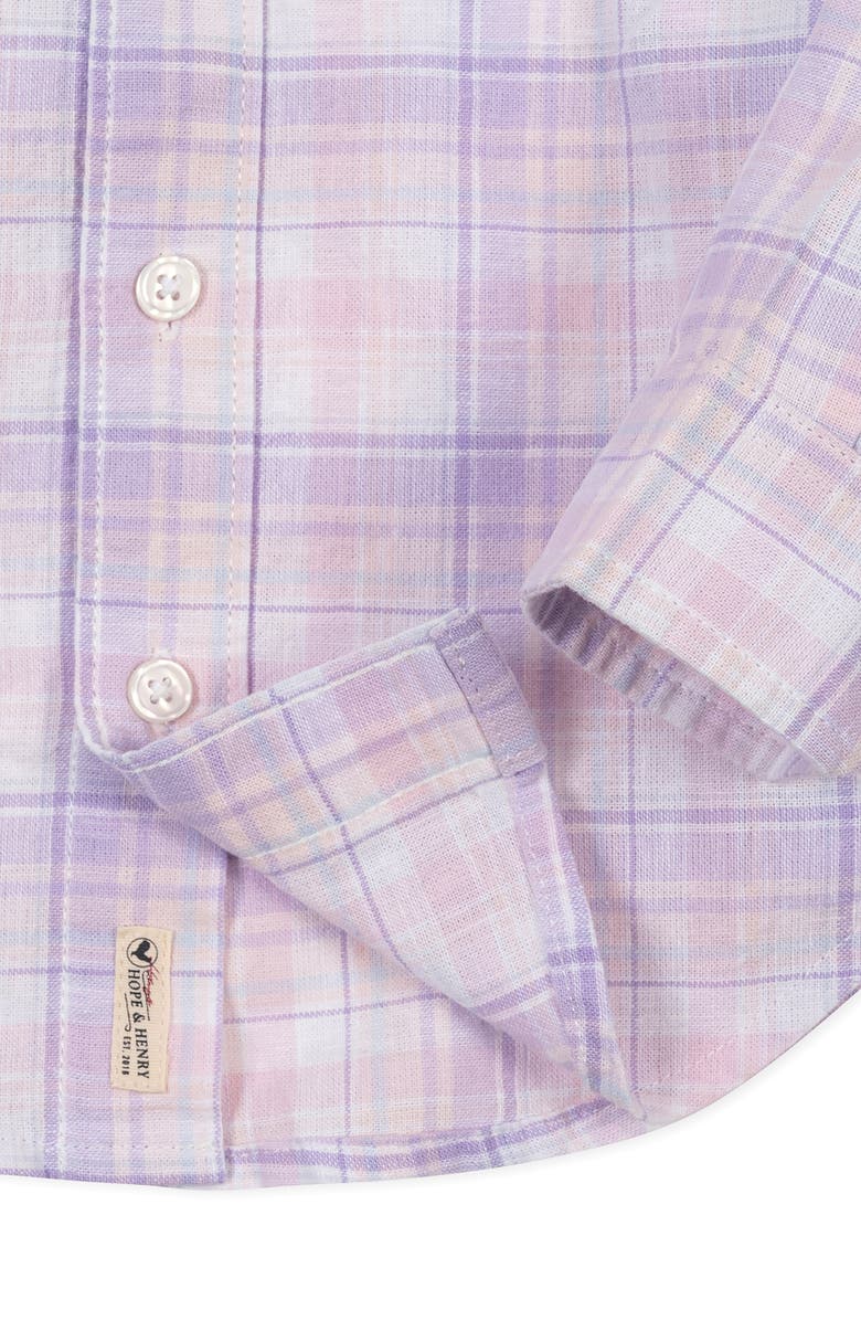 Hope & Henry Kids' Linen Long Sleeve Button Down Shirt, Alternate, color, Monet Plaid