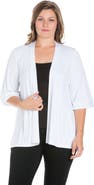 24seven Comfort Apparel Elbow Length Sleeve Open Front Cardigan
