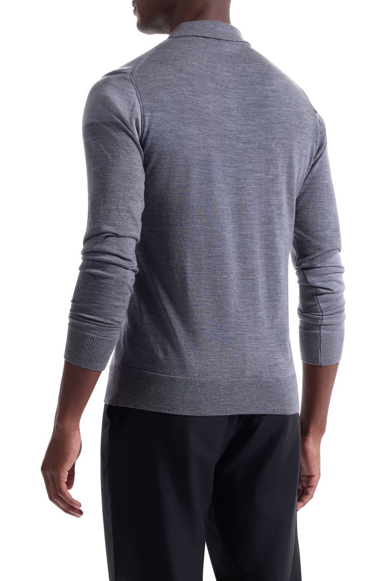 Bugatchi Colorblock Merino Wool Polo Sweater, Alternate, color, Zinc