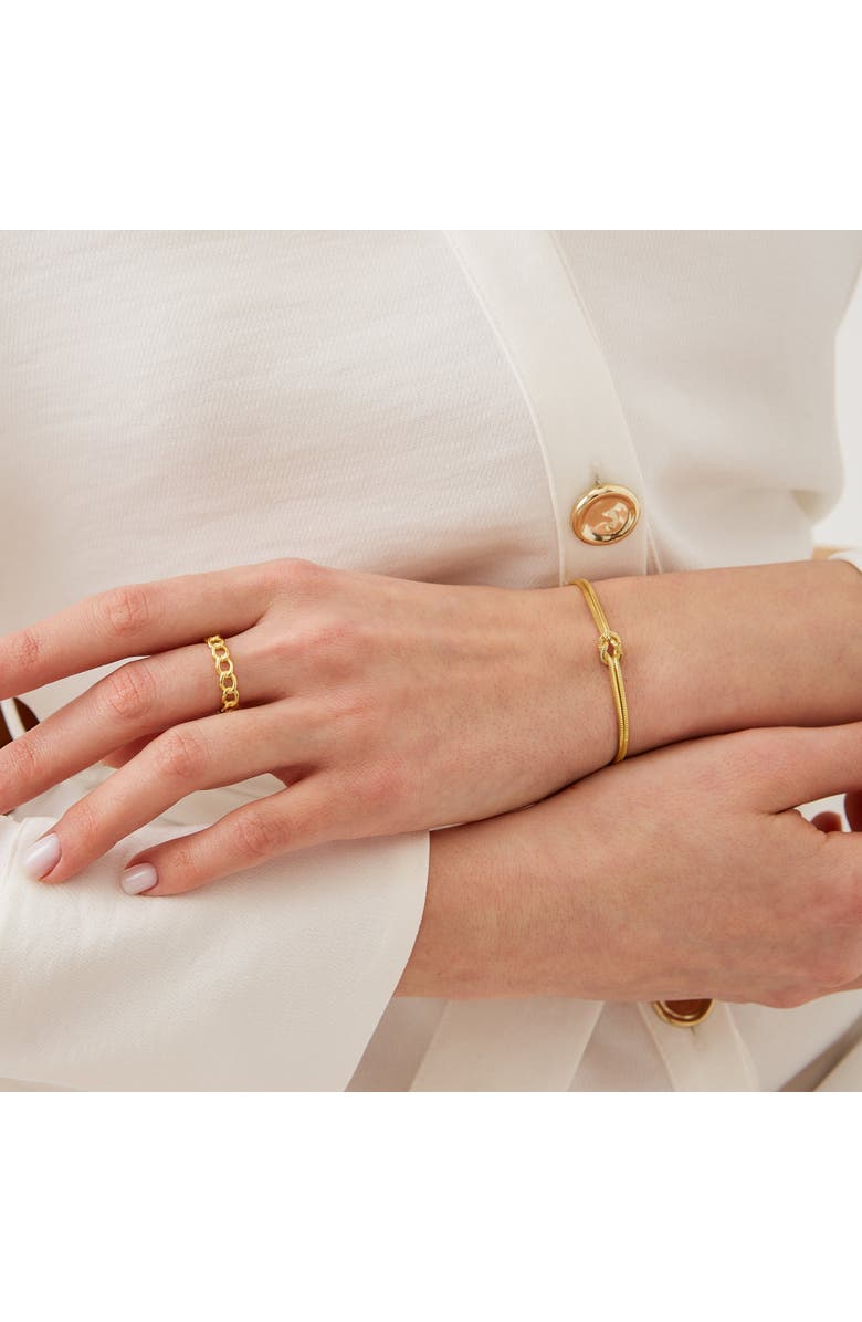 Spero London Sterling Silver Snake Chain Knot Bracelet, Alternate, color, Gold