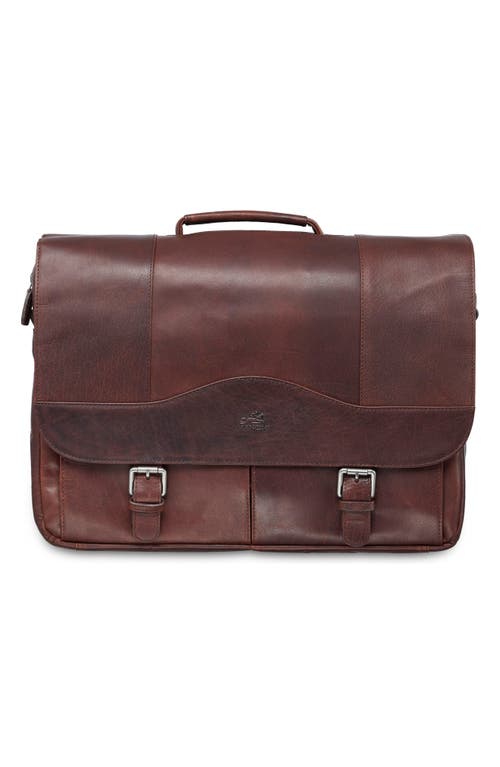 Mancini Porthole Rfid Briefcase In Brown