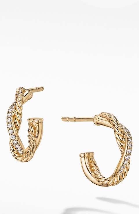 Petite Infinity Huggie Earrings in 18K Gold with Pavé Diamonds