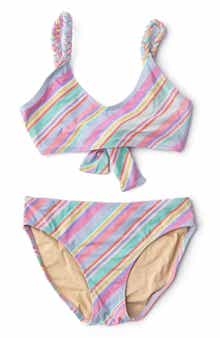 Shade Critters Kids' Diagonal Stripe Shimmer Two-Piece UPF 50+ Swimsuit
