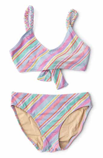 Shade Critters Kids' Diagonal Stripe Shimmer Two-Piece UPF 50+ Swimsuit