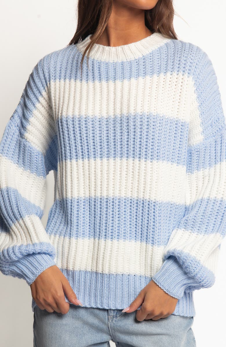 Petal & Pup Courtney Stripe Chunky Sweater, Alternate, color, Blue Cream