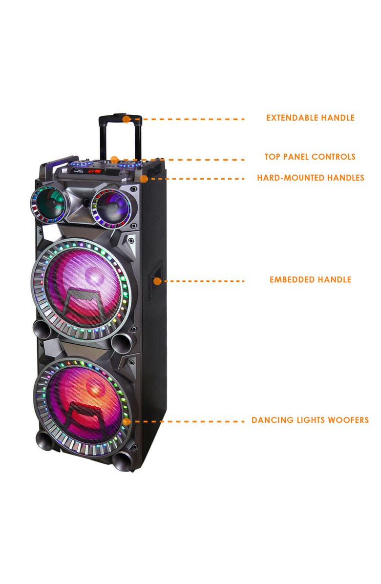 Befree Sound 700W Dual 10in Subwoofer Bluetooth Portable Party Speaker with Sound Reactive Lights, Alternate, color, Grey