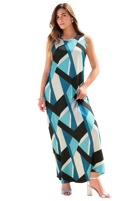 Plus Size Sleeveless Crew Neck Maxi Dress (Plus)