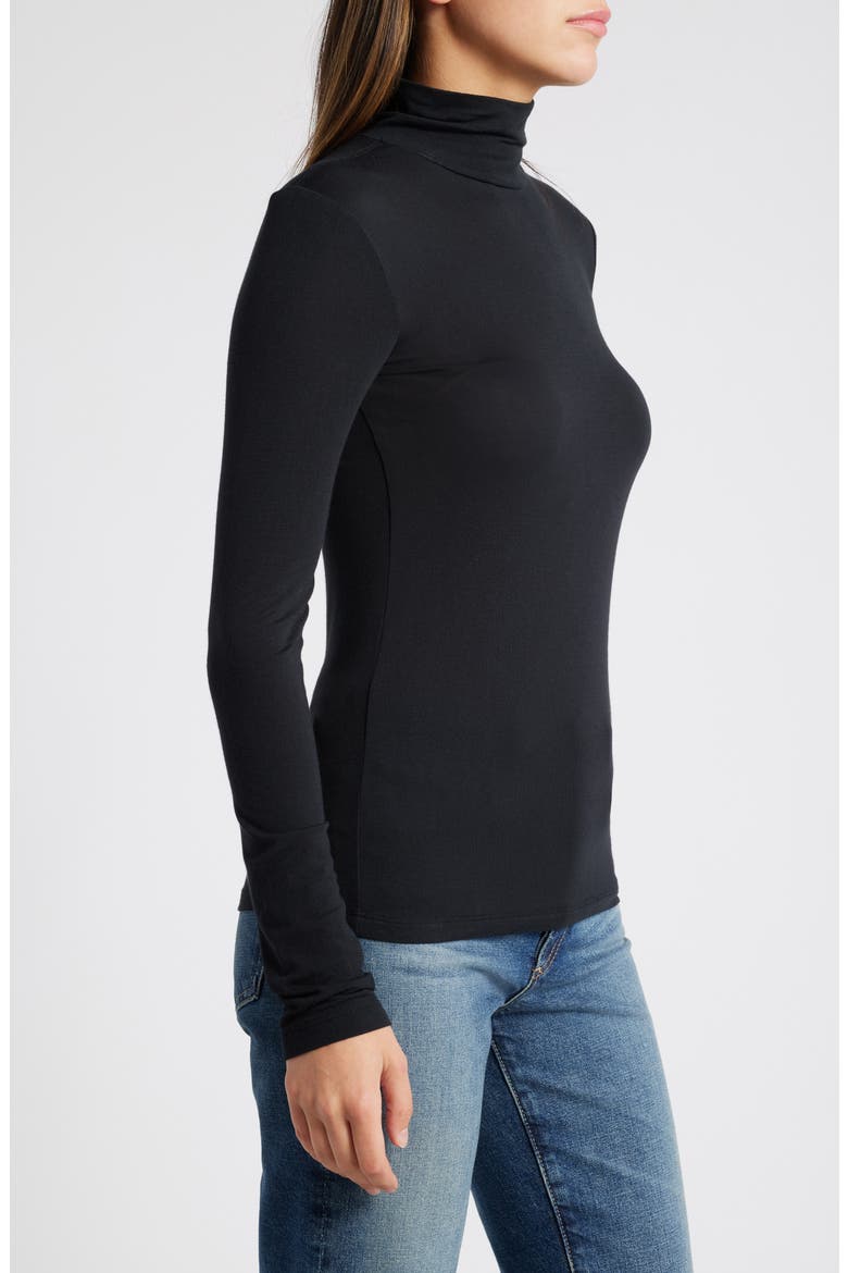 Sheer Layering Turtleneck, Alternate, color, BLACK