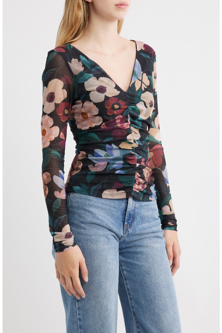 Cariad Long Sleeve Mesh Top, Alternate, color, BLACK ANDALUSIA PRINT