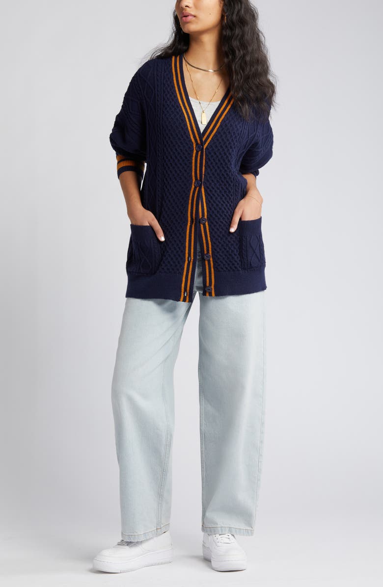 Vigoss Mixed Cable Varsity Cardigan, Main, color,