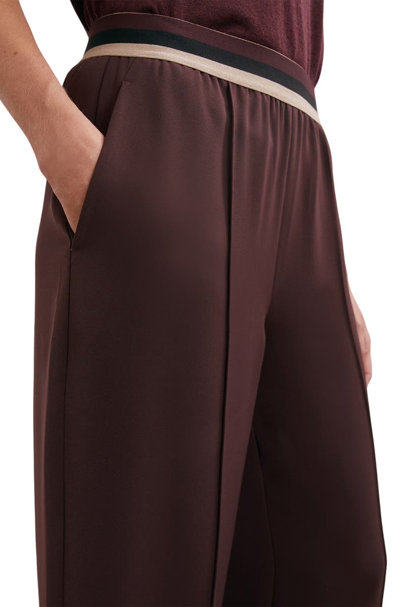 Reiss Sonnie Stripe Waist Wide Leg Pants, Alternate, color, Burgundy