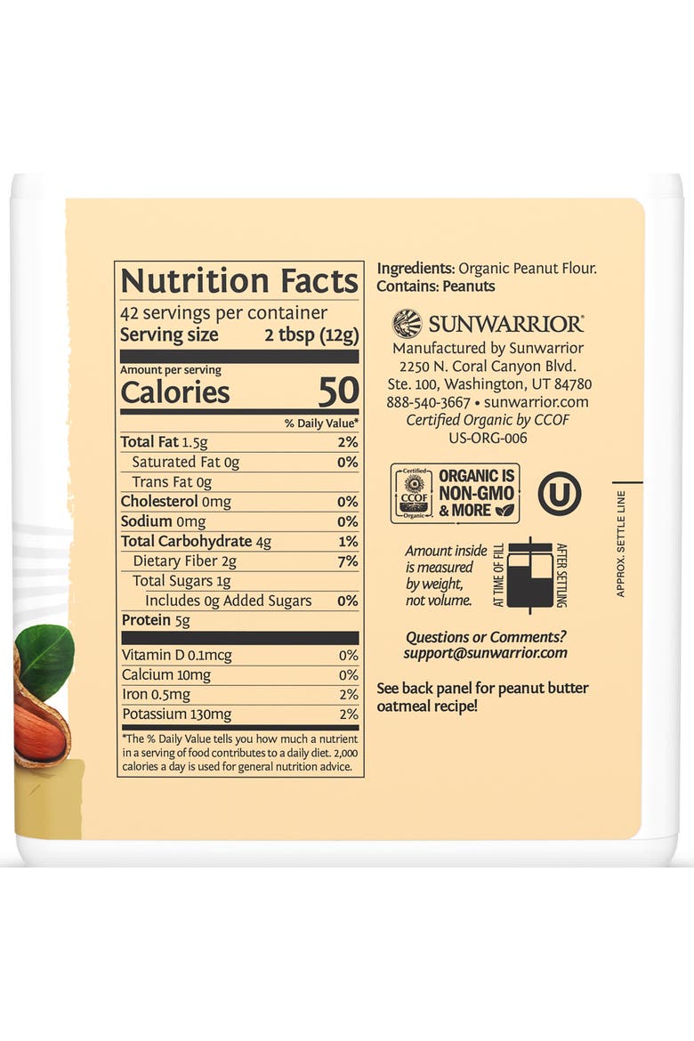 Organic Harvest Peanut Butter Powder, 504g Tub, Alternate, color, No Color