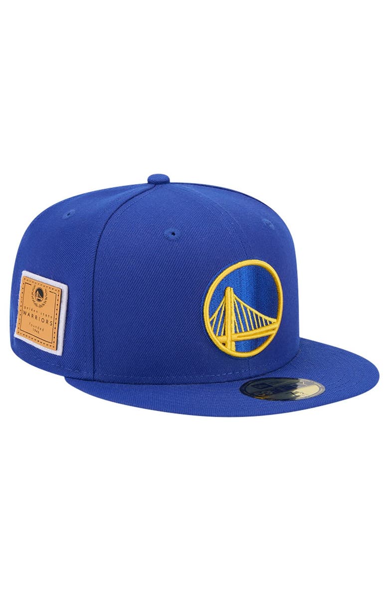 New Era Men's New Era Royal Golden State Warriors Court Sport Leather Applique 59FIFTY Fitted Hat, Main, color, Royal