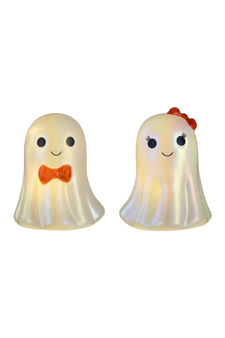 Set of 2 Mini Pearlized Glass Ghost Couple, Main, color, White
