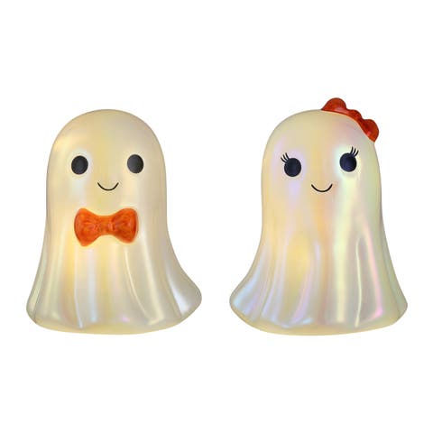 Set of 2 Mini Pearlized Glass Ghost Couple