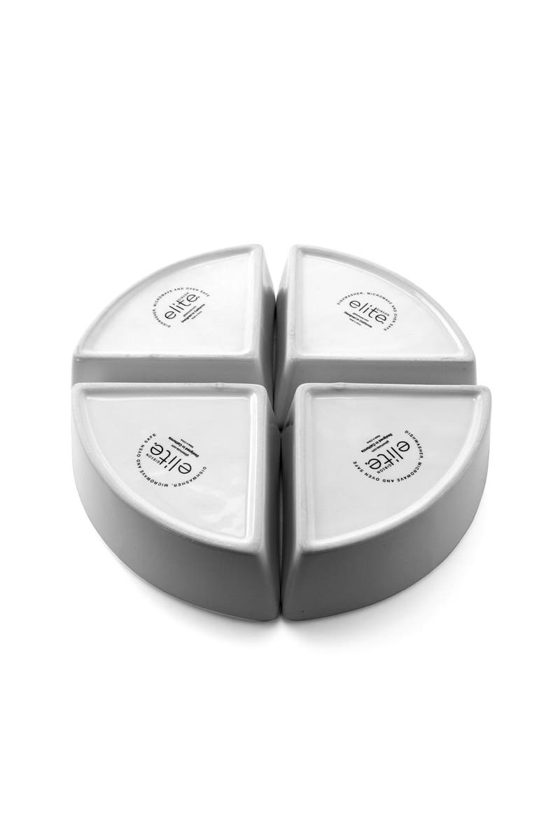 Gibson Gracious Fine Ceramic Dining Four Section Tray Set with Metal Rack, Alternate, color, White