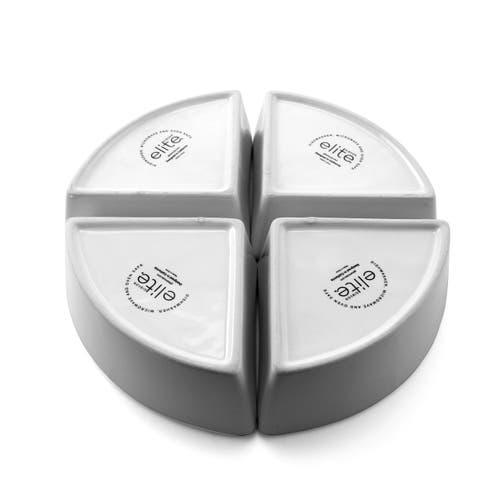 Gibson Gracious Fine Ceramic Dining Four Section Tray Set With Metal Rack In White